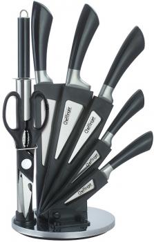 Messerständer 8 tlg. in schwarz mit Wetzstahl, Schere, Schälmesser, Universalmes